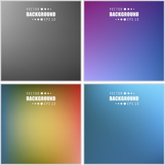 Abstract Creative concept vector multicolored blurred background set. For Web and Mobile Applications, art illustration template design, business infographic and social media, modern decoration