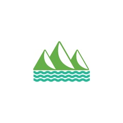 Ocean Mountain Vector Logo Design Element