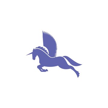 Pegasus Jump Vector Logo Design Element