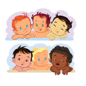 Illustrations little children of different nationalities