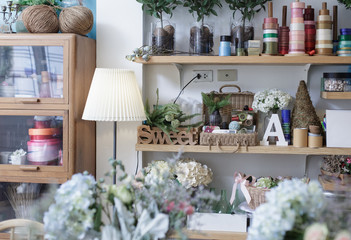 beautiful interior display in flower shop