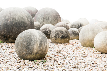 Stone in Japanese garden on white