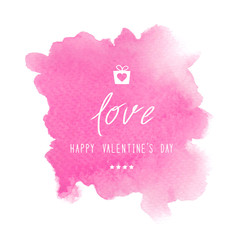 Naklejka na ściany i meble Happy Valentine s day lettering on pink watercolor