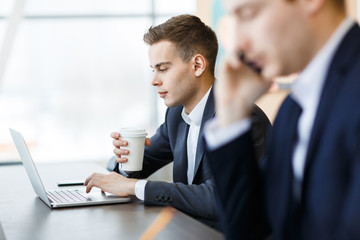 Working online in coffee-shop