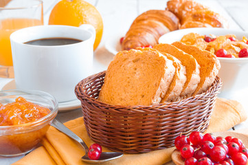 Coffee and bread for breakfast