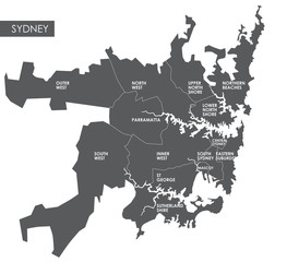Obraz premium Mapa wektorowa dzielnicy Sydney