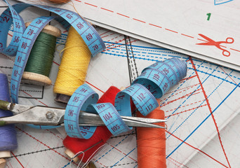 various sewing accessories in the scheme