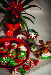 The Christmas cakes stand on the table