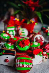 The Christmas cakes  stand on the table