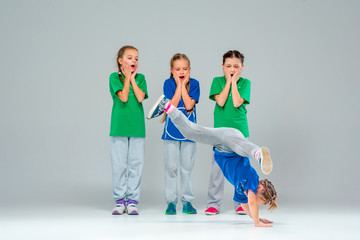 Naklejka premium The kids dance school, ballet, hiphop, street, funky and modern dancers