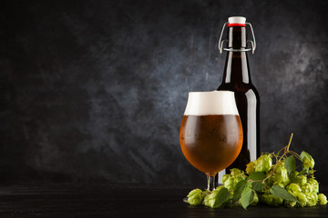 Beer glass on dark background