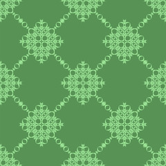 Green Ornamental Seamless Line Pattern. Endless Texture. Oriental Geometric Ornament