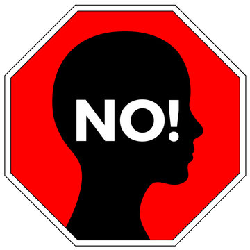 No means No. Concept sign for anti-rape campaign to rise awareness to prevent sexual assault of women
