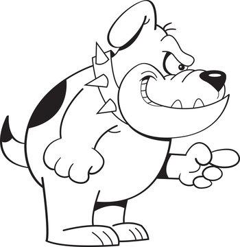 Black and white illustration of a dog pointing.