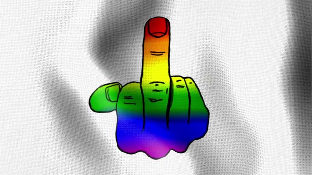 10583 the finger rainbow flag waving
