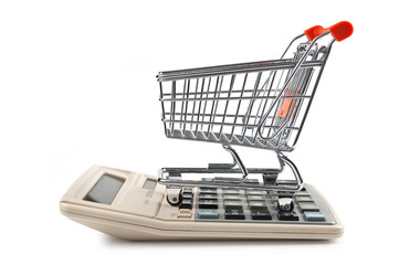 shopping trolley and calculator