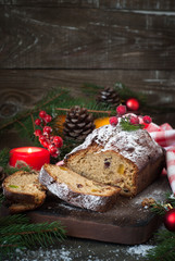 Fototapeta na wymiar Stollen - traditional Christmas cake
