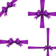 Purple bow and purple ribbon. EPS 10 - 129574190