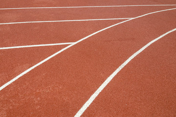 Fototapeta premium The running line track rubber lanes