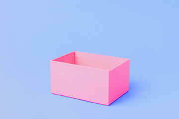 Open empty pink paper box