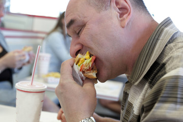 Man in snack bar