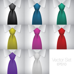 Men tie and shirt vector collection fashion neckties set