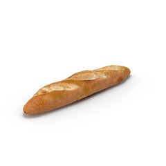 French baguette bread isolated on a white bakery. 3D illustration