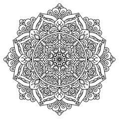 Hand drawn element. Black and white. Mandala. Vector illustration.