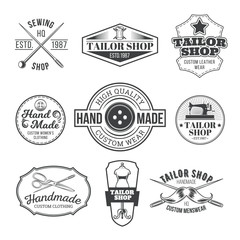 Fototapeta premium Set of vector tailor emblem, signage