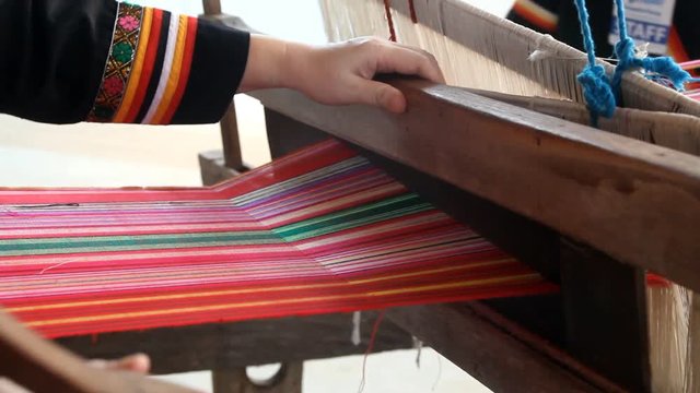 Thai traditional handmade textile weaving