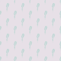 Seamless pattern, vintage style. Abstract background with sketchy microphone. pattern for wrapping, textile, carpet, paper, t-shirt or other printing products. Violet and blue colors