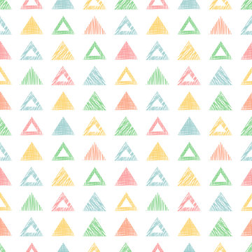 Seamless vector  geometrical pattern with triangle Colorful endless background with  hand drawn textured geometric figures Graphic  illustration Template for wrapping, web backgrounds, wallpaper