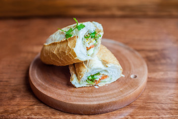 A delicious Vietnamese Bahn Mi sandwich