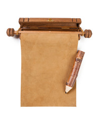 Blank parchment manuscript and pencil