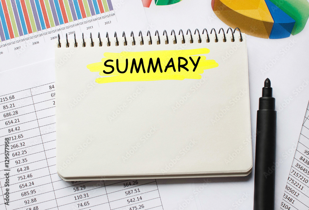 Poster notebook with toolls and notes about summary