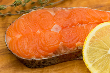 Salmon. Fresh Raw Salmon Red Fish Steak