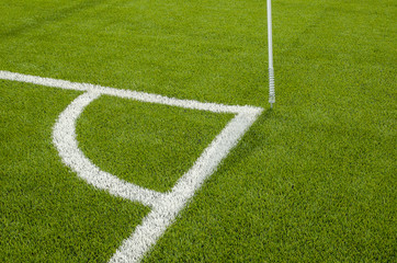 Fototapeta premium The Corner of the artificial grass soccer field.