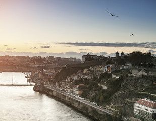 The city of Porto at sunset