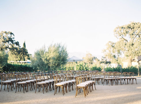 Chairs arranged in rows for wedding ceremony