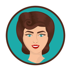 Retro woman icon. Girl vintage beautiful classic and fashion theme. Isolated design. Vector illustration