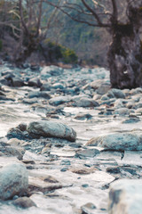 Fototapeta na wymiar River stream frozen in winter