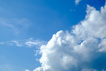Naklejka na ściany i meble white strange altocumulus cloud with blue sky background