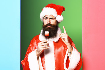 serious bearded santa claus man