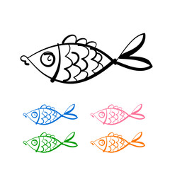 Cute fish. Aquarium fish isolated on white background. Vector illustration.