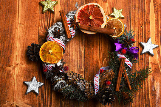 colorful firry christmas wreath