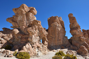 Fototapeta na wymiar Strange rock formations in Altiplano, Bolivia