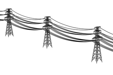 2d cartoon illustration of electric lines