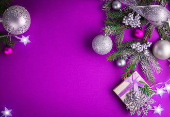 Purple Christmas background with a present