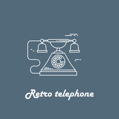 Vector illustration of communication device - classic retro vintage phone icon. Cell symbol silhouette isolated. Line style