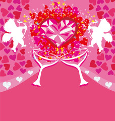 happy valentines day - card with cupids